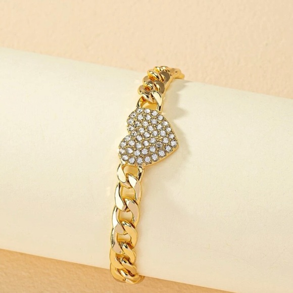 Rhinestone Heart Decor Bracelet Gift Party Love Beautiful Jewelry - Picture 3 of 4